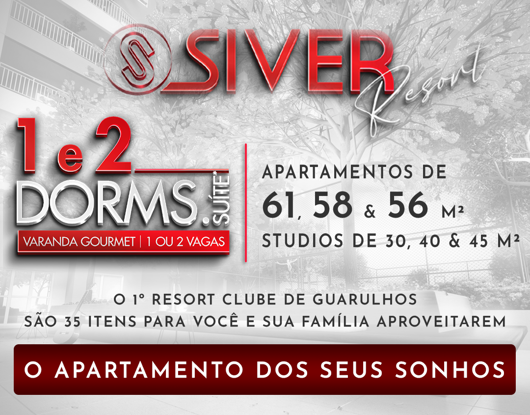 Siver Resort Bosque Maia | Apartamentos de 61m² com 2 Dorms | 1 Suíte | Varanda Gourmet | 2 Vagas de Garagem Siver Resort Bosque Maia | Apartamentos de 61m² com 2 Dorms | 1 Suíte | Varanda Gourmet | 2 Vagas de Garagem